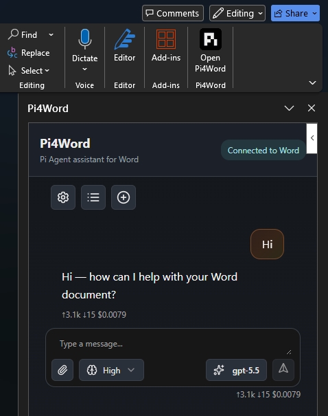 Pi4Word task pane